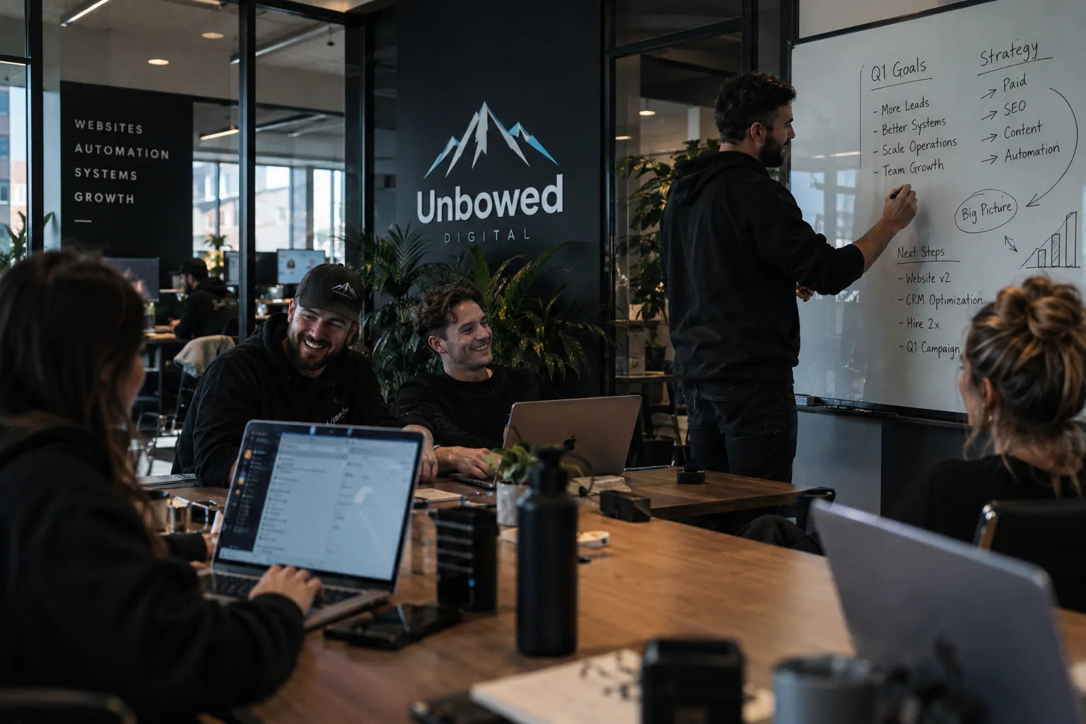 Working through a system map on a whiteboard